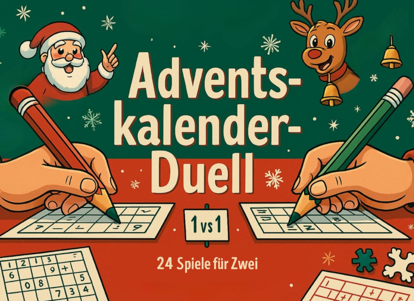 Adventskalender-Duell für Zwei: 24 lustige Mini-Spiele, Rätsel & Challenges für Paare, Freunde, Geschwister oder Kollegen – der kreative Adventskalender zum Ausfüllen, Spielen & Punkten