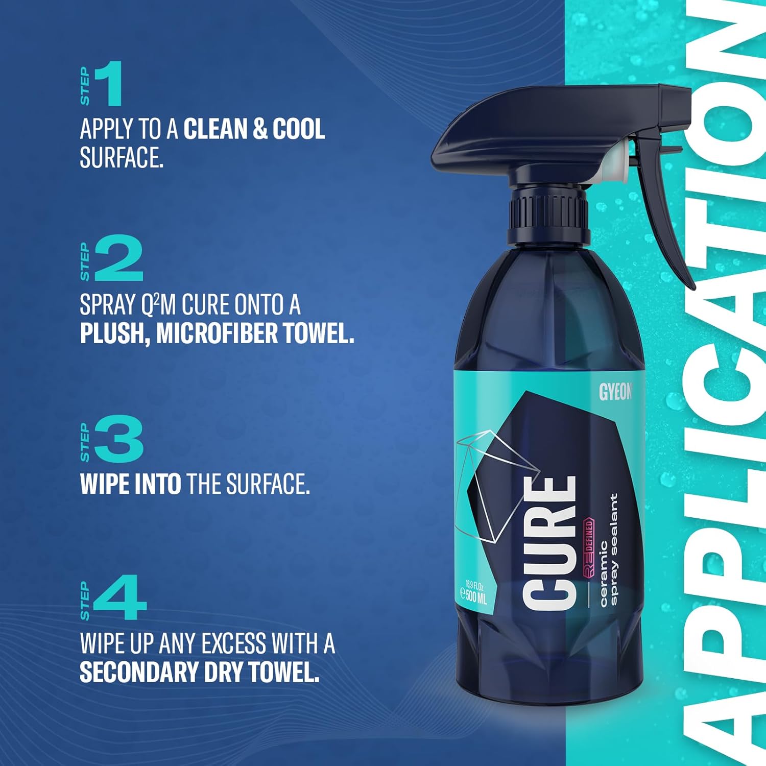 GYEON Cure Redefined Hydrophobic Ceramic Spray Sealant Paint Gloss Protection Maintenance Spray for Car Glass Wheels Trim Shiny Surface Repel Water Enhance Beading Finish