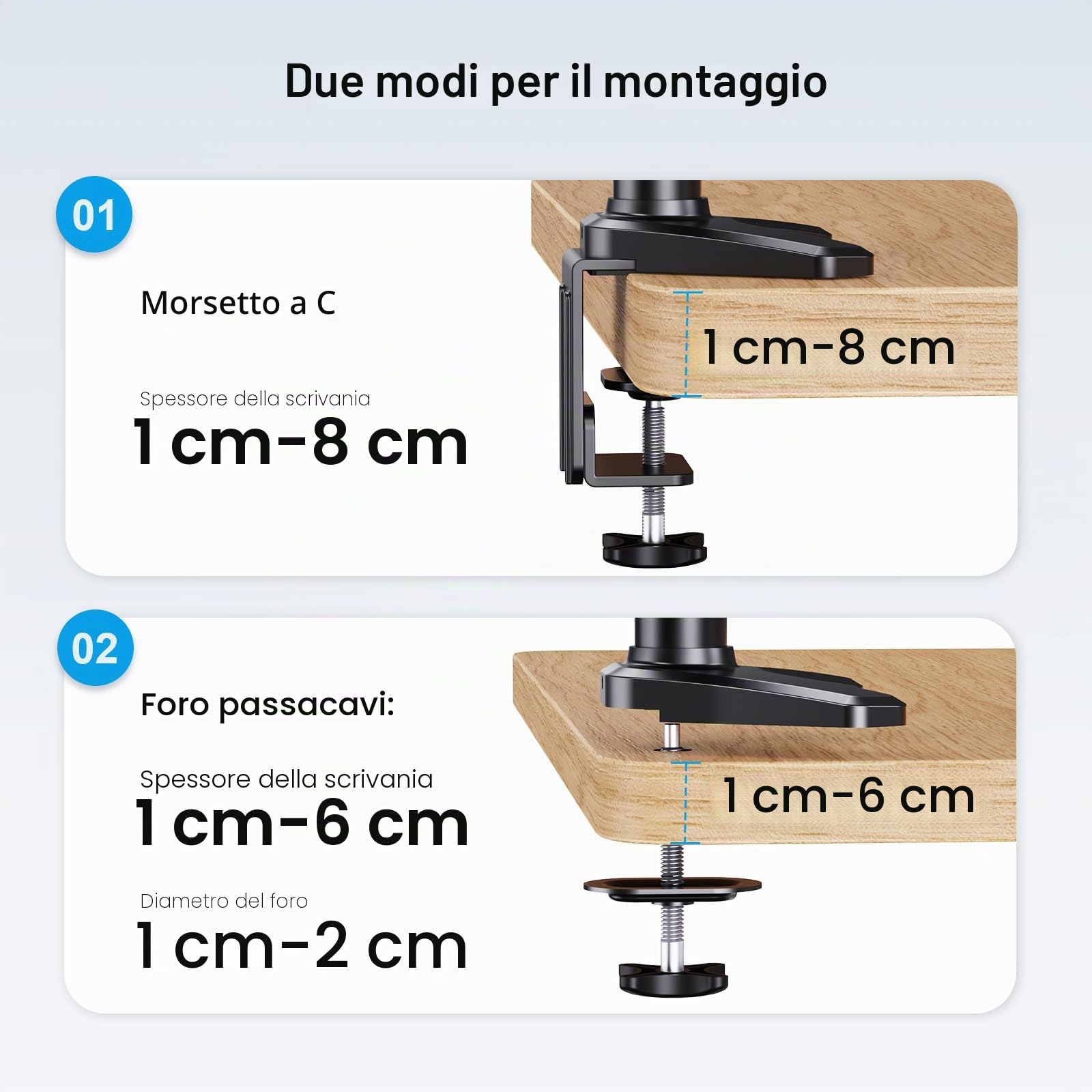 HUANUO Supporto per Monitor Triplo per Schermi Curvi da 13-32 Pollici, Braccio per Monitor Regolabile, Supporto per Monitor con molla a Gas, Capacità di Peso 8KG per Braccio