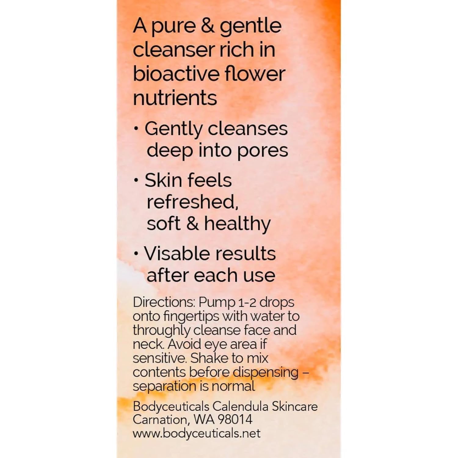 Facial Cleanser Calendula + Flower Essence Firming & Balancing - for All Skin Types - 2 oz Pump Bottle