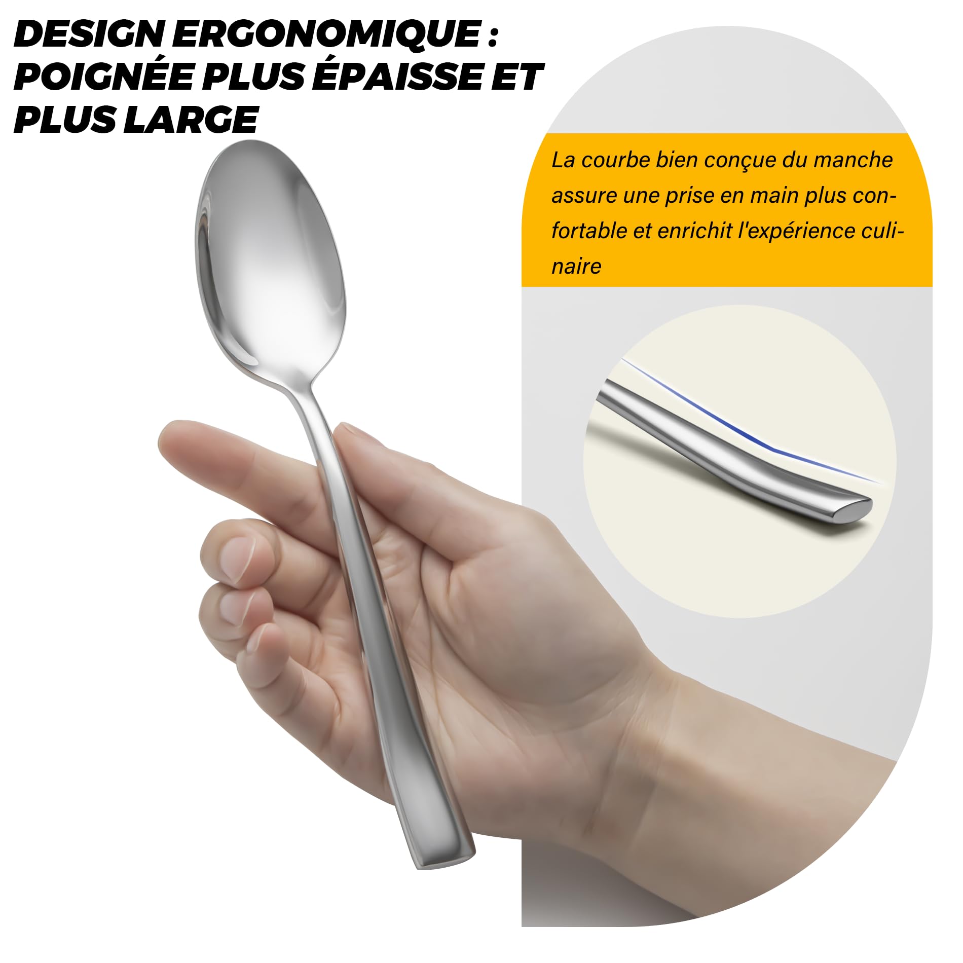 Set de Couverts Lourd 6 Personnes, 30 Pièces en Acier Inoxydable, Couverts de Table Élégants Couteau Fourchette Cuillère, Finition Brillant Poli, Lavable au Lave-Vaisselle
