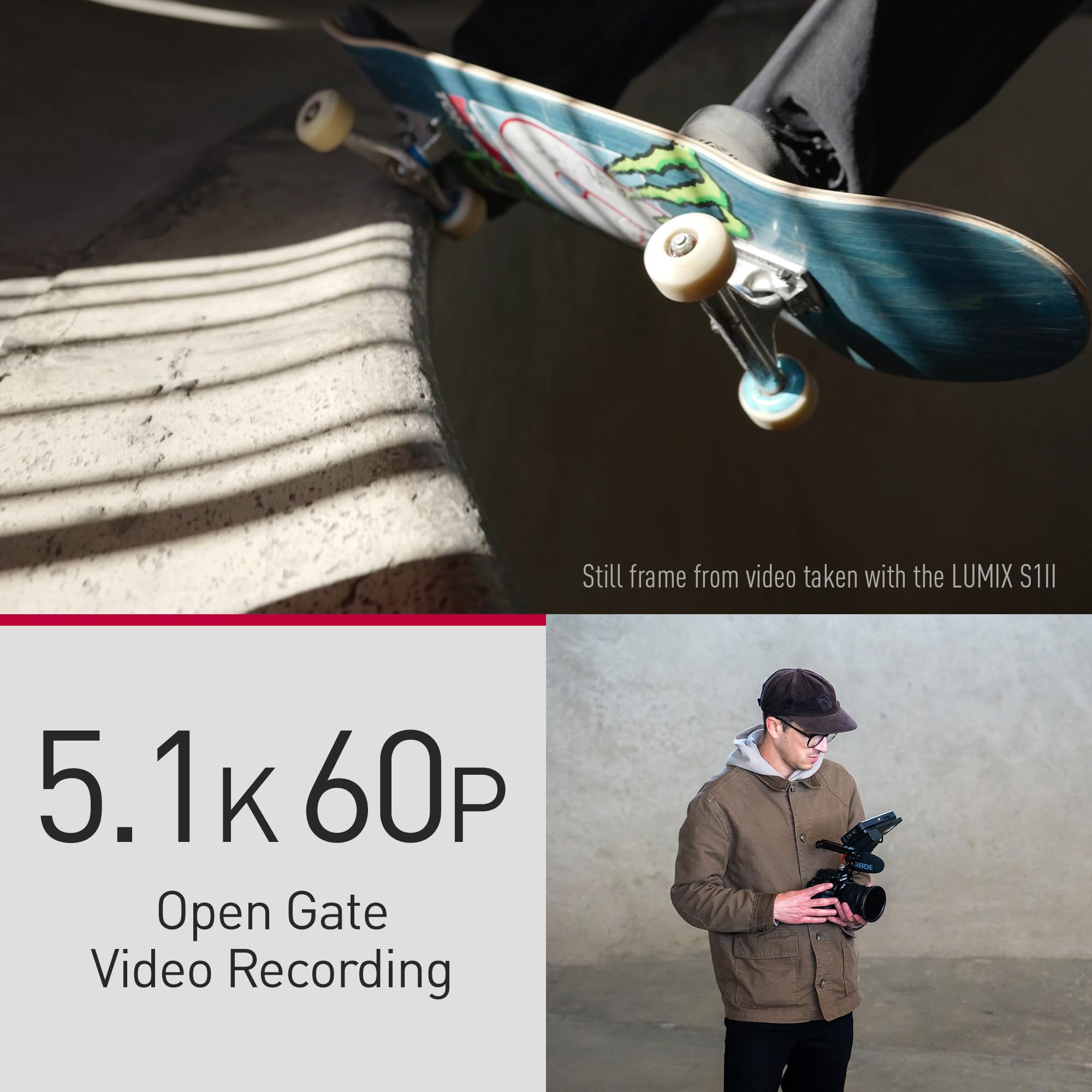 Panasonic LUMIX S1II 6K Digital Camera, Mirrorless Full Frame Camera Hybrid Shooting with 24.1MP, 5.1K 60p Open Gate Video, 15 Stops Dynamic Range, Prores RAW HQ Internal Recording, L-Mount - DC-S1M2