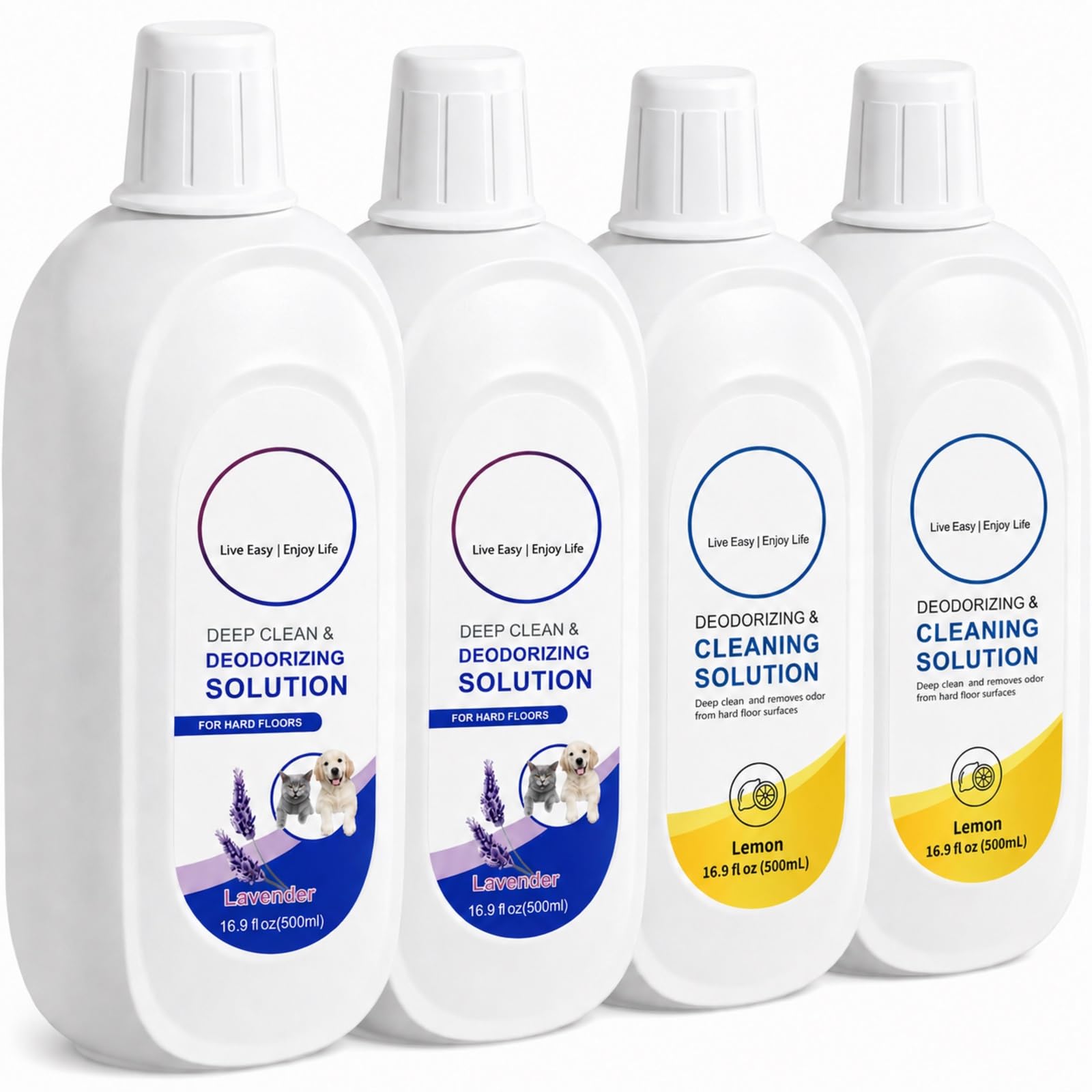 Detergente per Pavimenti Compatibile con Tineco FLOOR ONE, 2 L | 2 Lavanda + 2 Limone, 4 x 500 ml; formula a bassa schiuma, asciugatura rapida e senza aloni su pavimenti duri sigillati