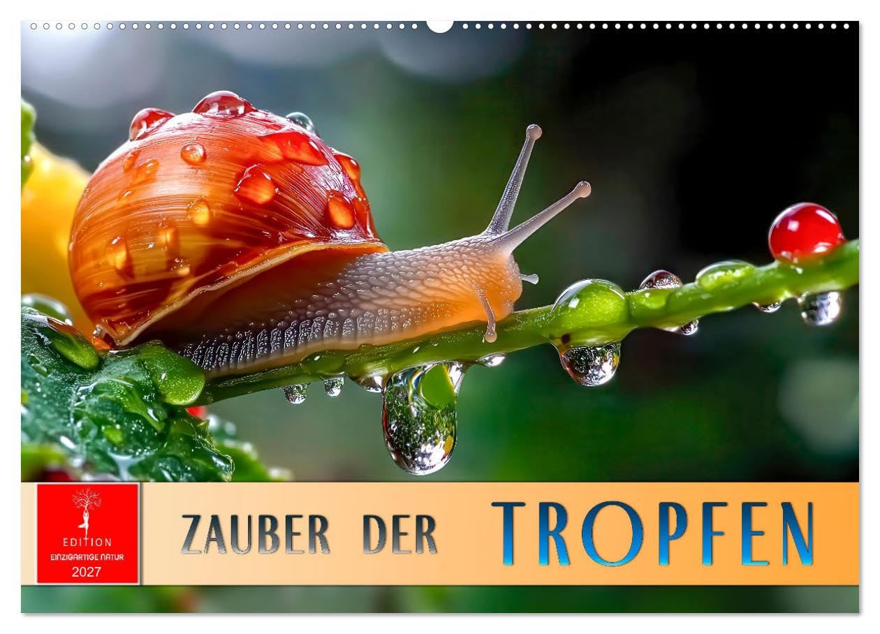 CALVENDO - Zauber der Tropfen (Wandkalender 2027 DIN A2 quer), Monatskalender: Der Zauber des Morgentaus - eine glitzernde Natur.