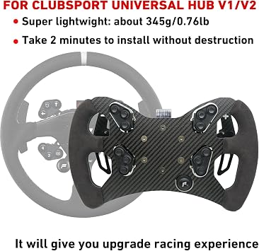 32cm/12 Replace lightweight Suede Formula GT3 STYLE Racing MOD For ClubSport Universal Hub V2 Steering Wheel;Compatible with ClubSport Wheel Rim 320 Alcantara (FANATEC CSL Universal Hub V2)