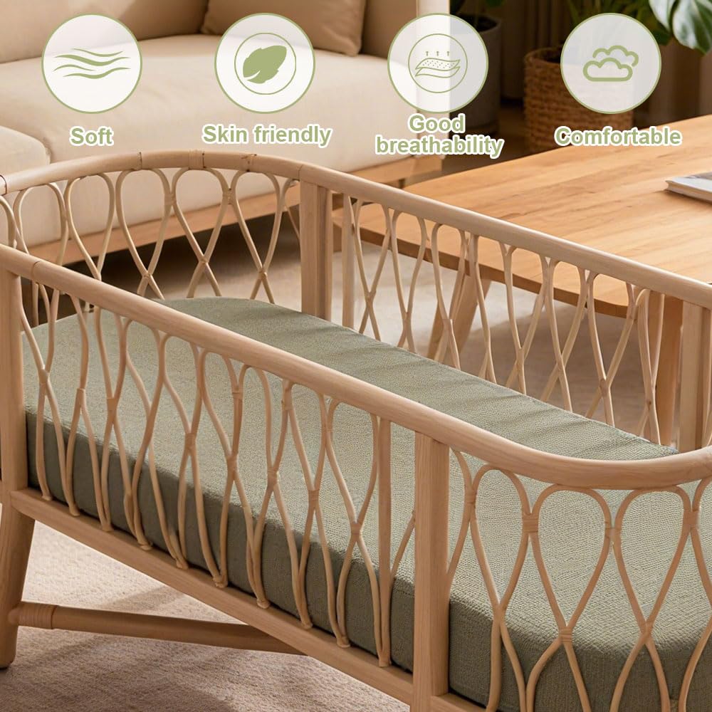 2 Pièces Drap Cododo pour Bébé Housse 40x80, 100% Coton Drap Nacelle, Couffin, Berceau, Garçon et Fille (Abricot/Vert Olive)