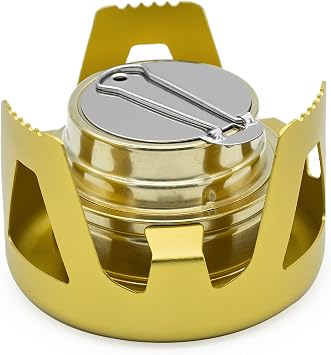 Outdoor Mini Portable Alcohol Stove Burner for Backpacking, Hiking, Camping, Survival - Gold