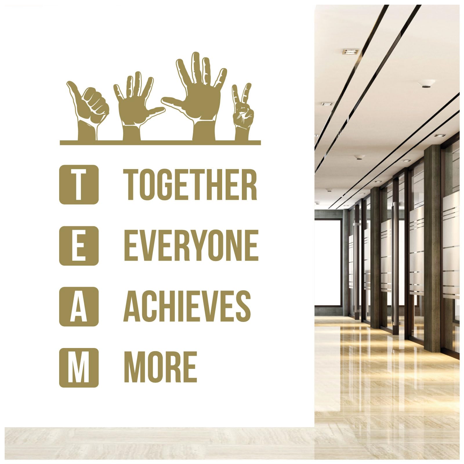 Team - Together Everyone Achieves More - Wall Quote, Office, Corporate, Corridor Wall Art Sticker [XLarge] [Gold] — image 1