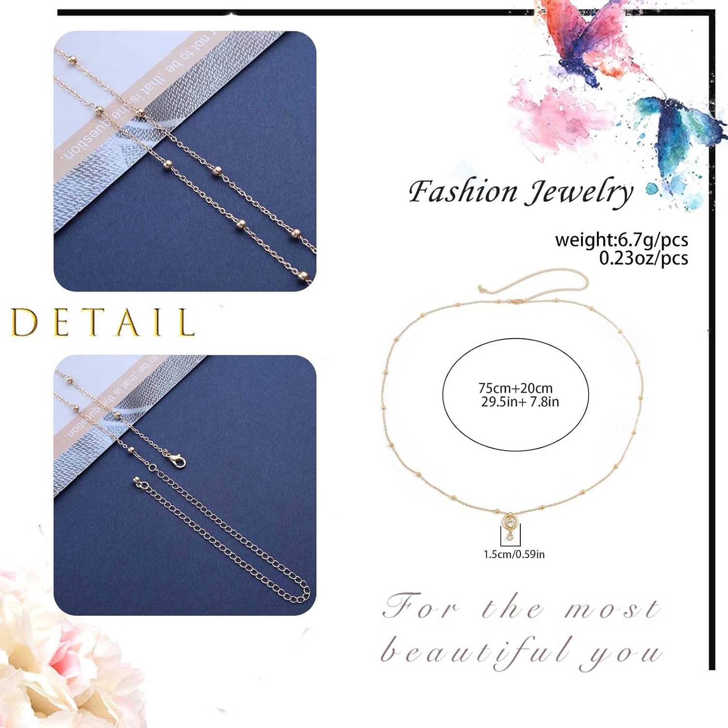 Rhinestone Waist Body Chain Unique Belly Button Ring Beads Chain Cz Crystal Navel Ring Danging Belly Chain Beach Sexy Bikini Body Chain Body Piercing Jewelry for Women - Image 4