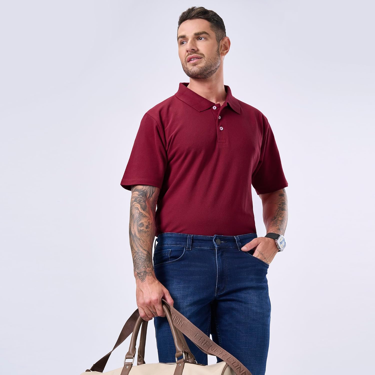 Cotton King Polo Shirts for Men - Mens Polo Shirts Short Sleeve Button Up - Regulat Fit, Pique Summer Tshirt - S to 3XL - Image 2