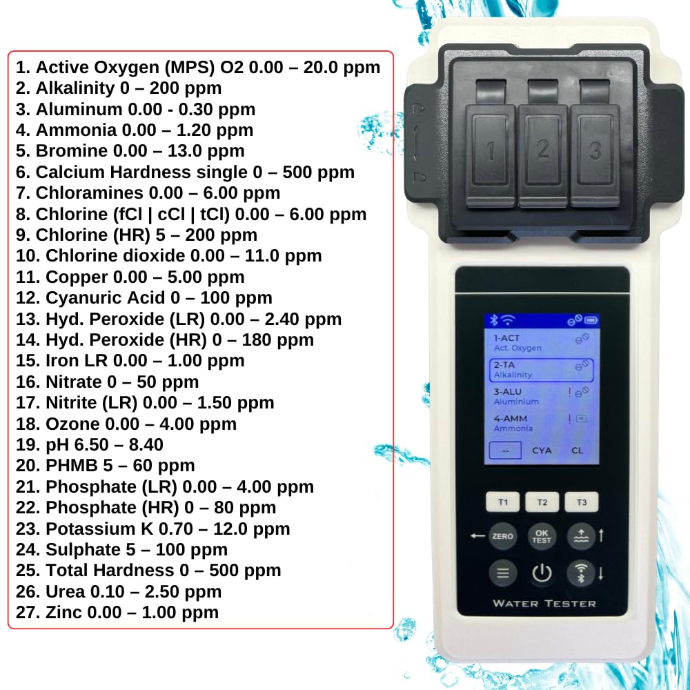 PoolLab 2.0 Extra-Zubehör (Aufbewahrungskoffer & Wasserstandsausgleicher) – Pool Wassertestgerät – 27 Parameter – WiFi, Bluetooth, App – Für Pool, Spa und Whirlpool