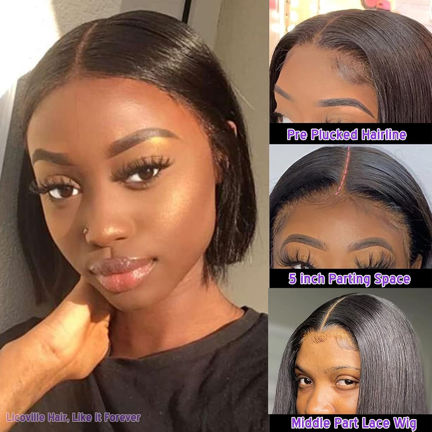 Flаѕh Dеаlѕ - 40% оƒƒ Short Bob Wigs Human Hair T Part Lace Front Wig Short 8 Inch Unprocessed Human Hair Straight Bob Lace Wigs for Black Women Pre Plucked Short Cuts Natural Hair Wig with Baby Hair