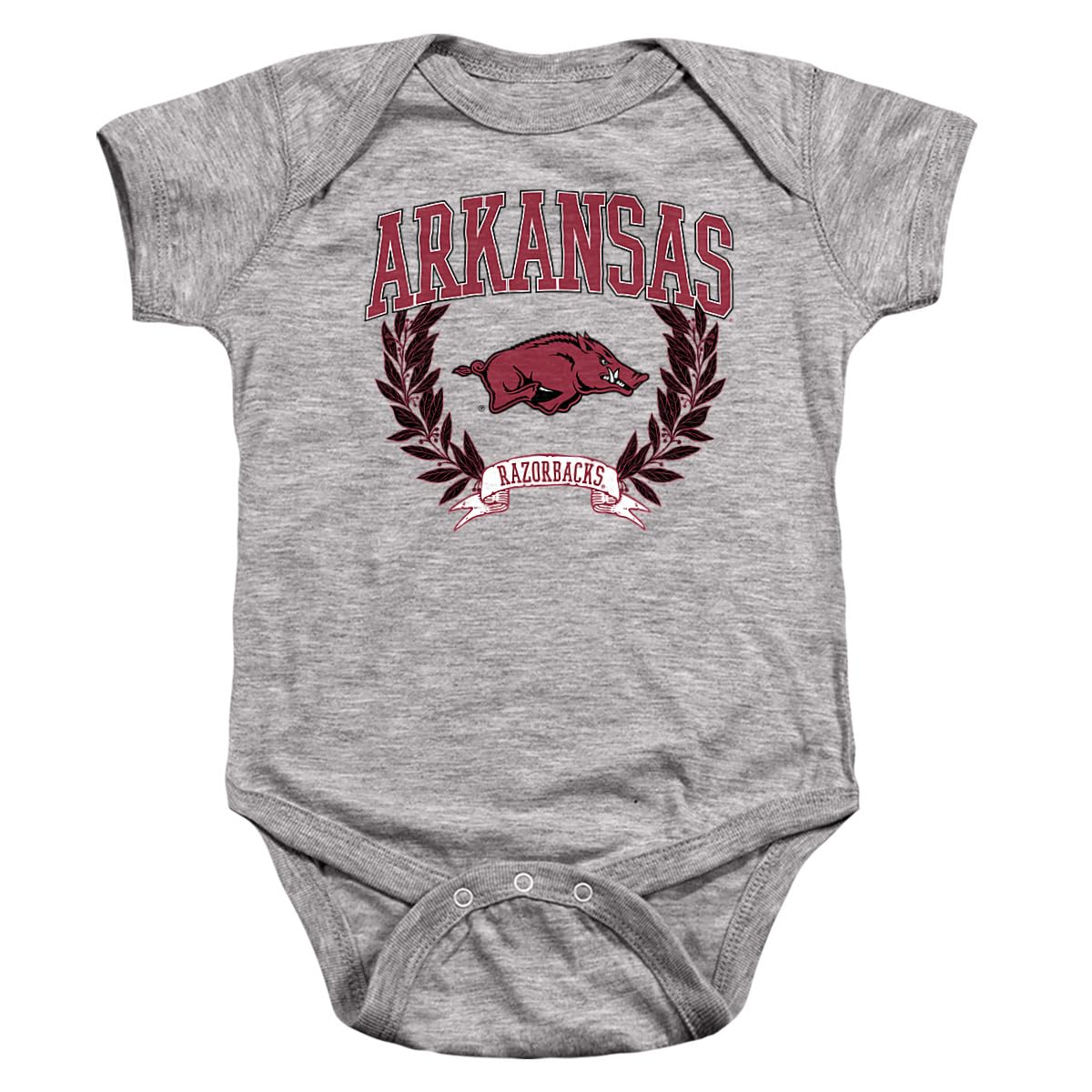 LOGOVISION University of Arkansas Laurels Dark Unisex Infant Snap Suit for Baby, Athletic Heather, X-Large
