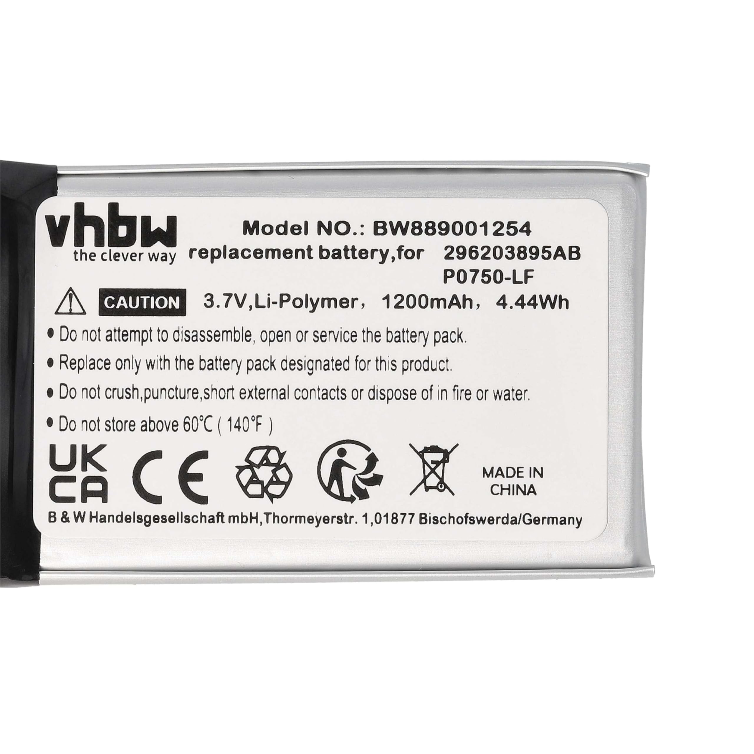 vhbw 5X batería Compatible con Ingenico Link 2500 Lector de Tarjetas Inteligentes NFC, Lector Smart Card (1200 mAh, 3,7 V, Li-Poli)