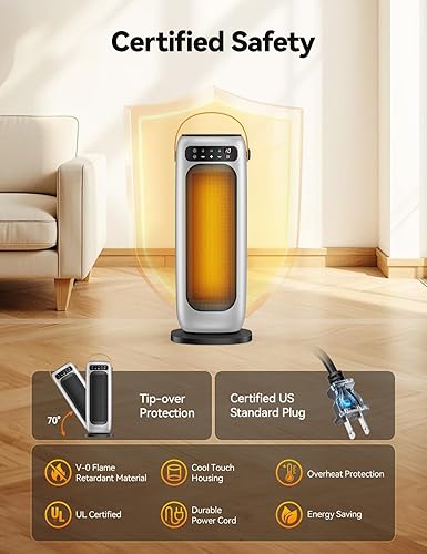 Miniatura 7 de Calentador de espacio, calentadores eléctricos de cerámica PTC de 1500 W para uso en interiores con control remoto, calentador de habitación de 4