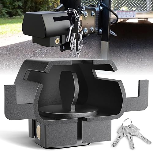 NenNicht Bloqueo de remolque para acopladores de 2 pulgadas y 2-516 pulgadas, con un gancho para asegurar cadenas de seguridad, se adapta a