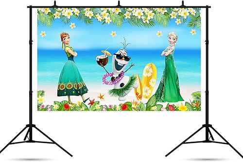 Miniatura 6 de Fondo tropical de verano Tawaii Aloha para fiesta de cumpleaños, suministros de 5 x 3 pies, princesa Elsa Anna, fondos para fotos con tema de Olaf