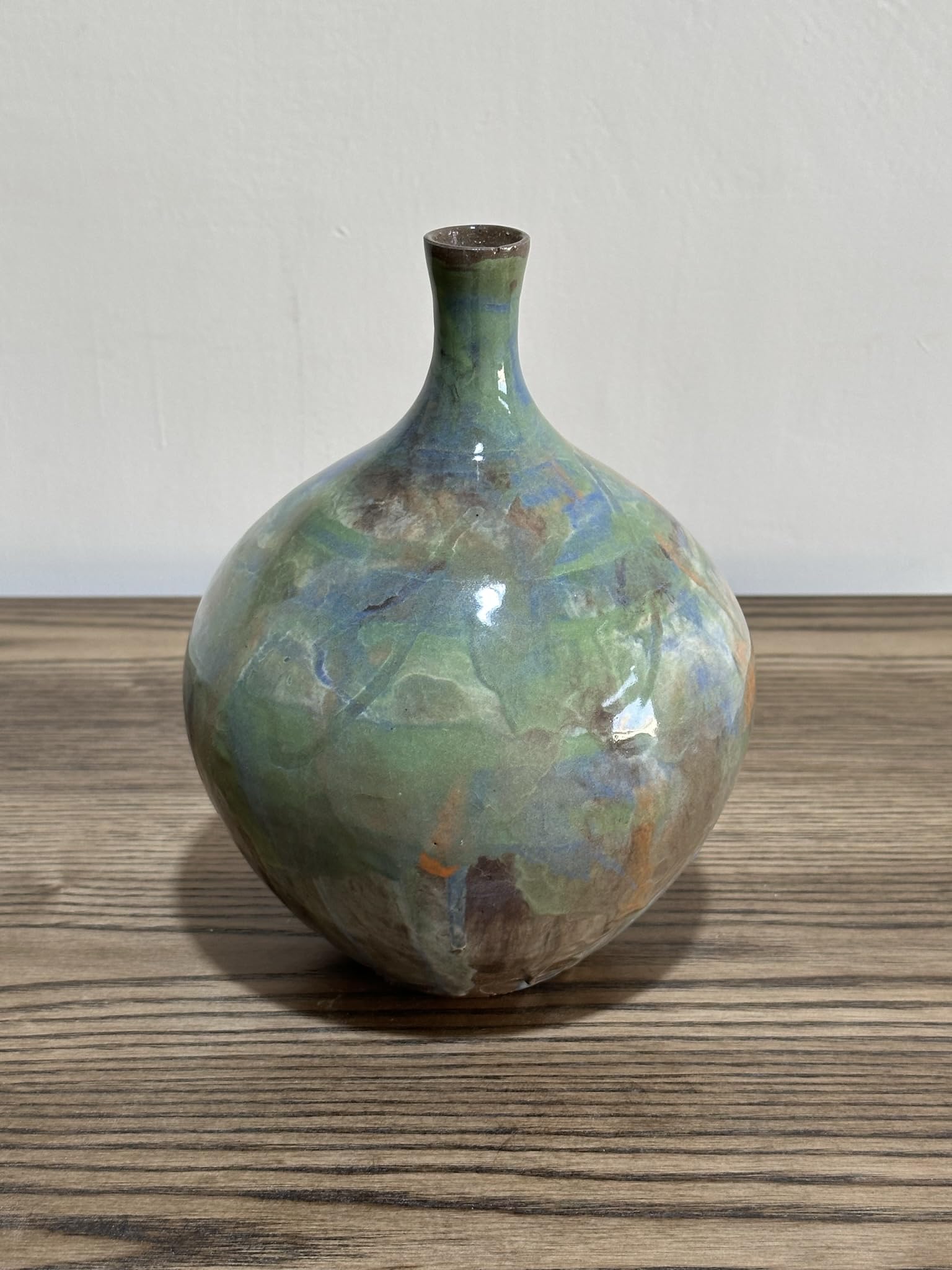 GAIA Meadows Pottery Art Round Lush Vase with Neck, 19 cm Height, Multicolour