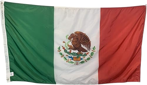 Bandera de México para barcos de 12.0 x 18.0in, nailon para todo tipo de clima, con cabecera y ojales  fabricado con orgullo en los Estados Unidos
