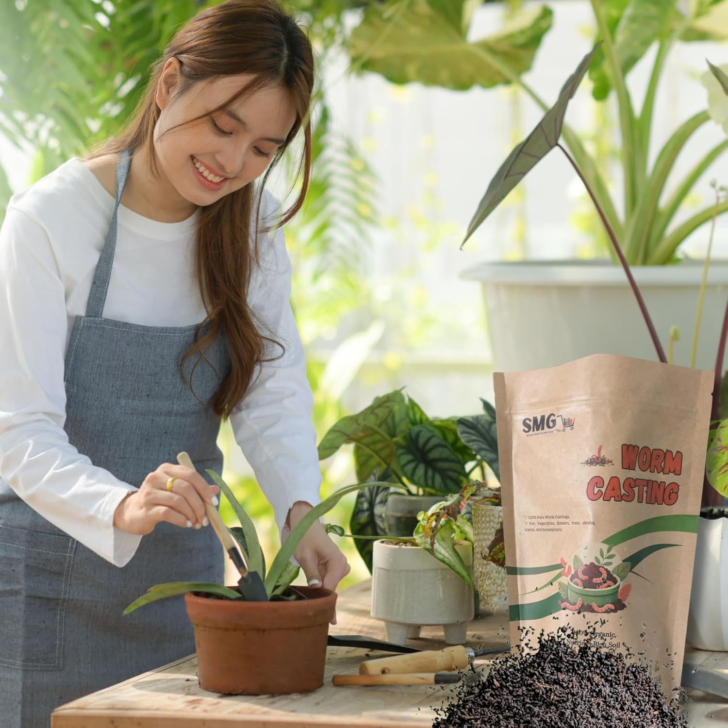 SMG Organic Worm Castings 3 lbs – 100% Pure Earthworm Compost, Nutrient-Rich Organic Soil Amendment for Indoor Plants, Vegetables, Flowers & Garden Use