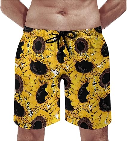 Amazon Co Jp サーフパンツ 水着 メンズ 5分丈 海パン ひまわり柄 スイムパンツ ハーフパンツ サーフトランクス ビーチショーツ 海水パンツ 人気 半ズボン プリント短パン ビーチパンツ 水陸両用 スイムウェア 速乾 メッシュインナー 大きいサイズ おしゃれ M ファッション