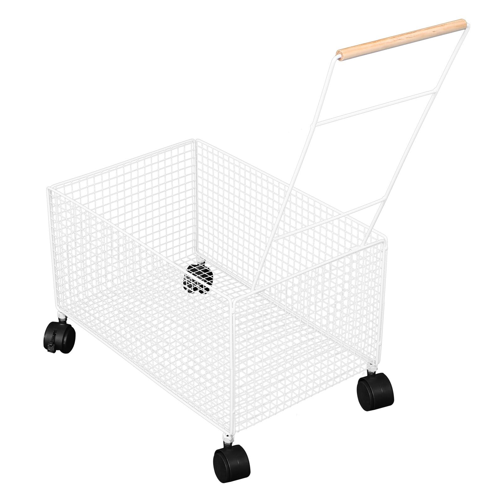 Panier à linge pliable plastique blanc grand bac de rangement mobile à roulettes