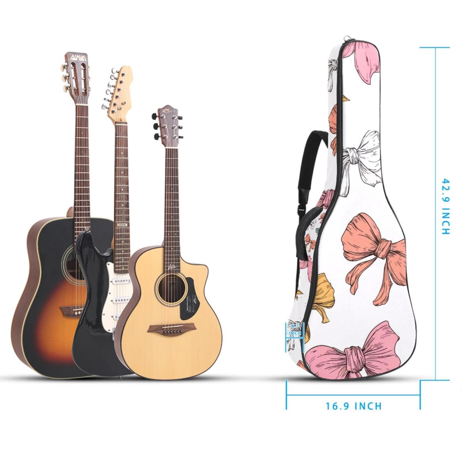 Gitarrentasche in voller Größe, wasserdichte Gitarren-Abdeckung, Tragetasche für akustische klassische E-Gitarren, niedliches Vogelmuster, nahtloses Muster, Mehrfarbig 05, 42.9x16.9x4.7 in, Lässiger
