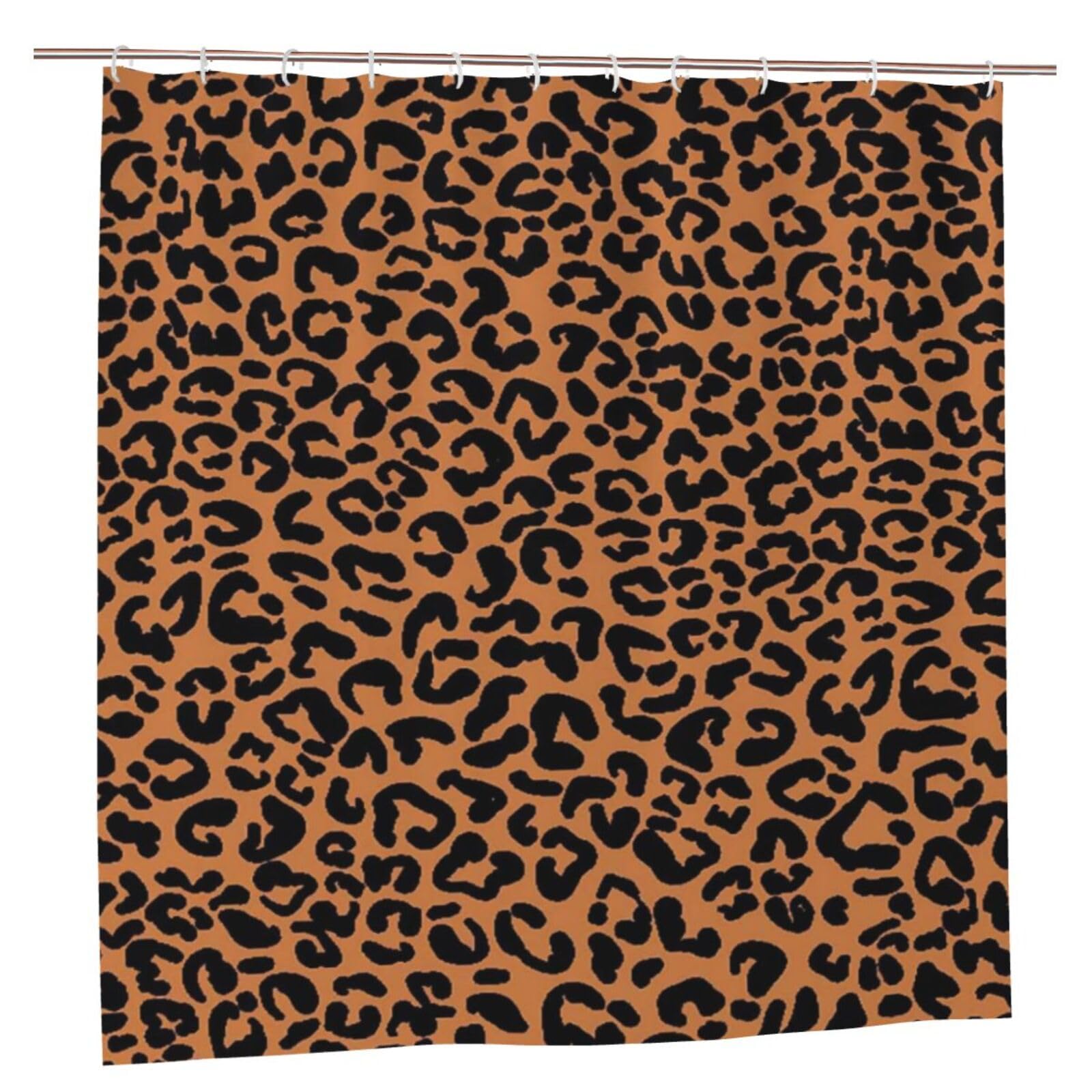 Oudrspo Polyester Fabric Shower Curtain - 70x70 Inch with Metal Grommets, Artistic Privacy Design, Leopard Seamless Pattern Print