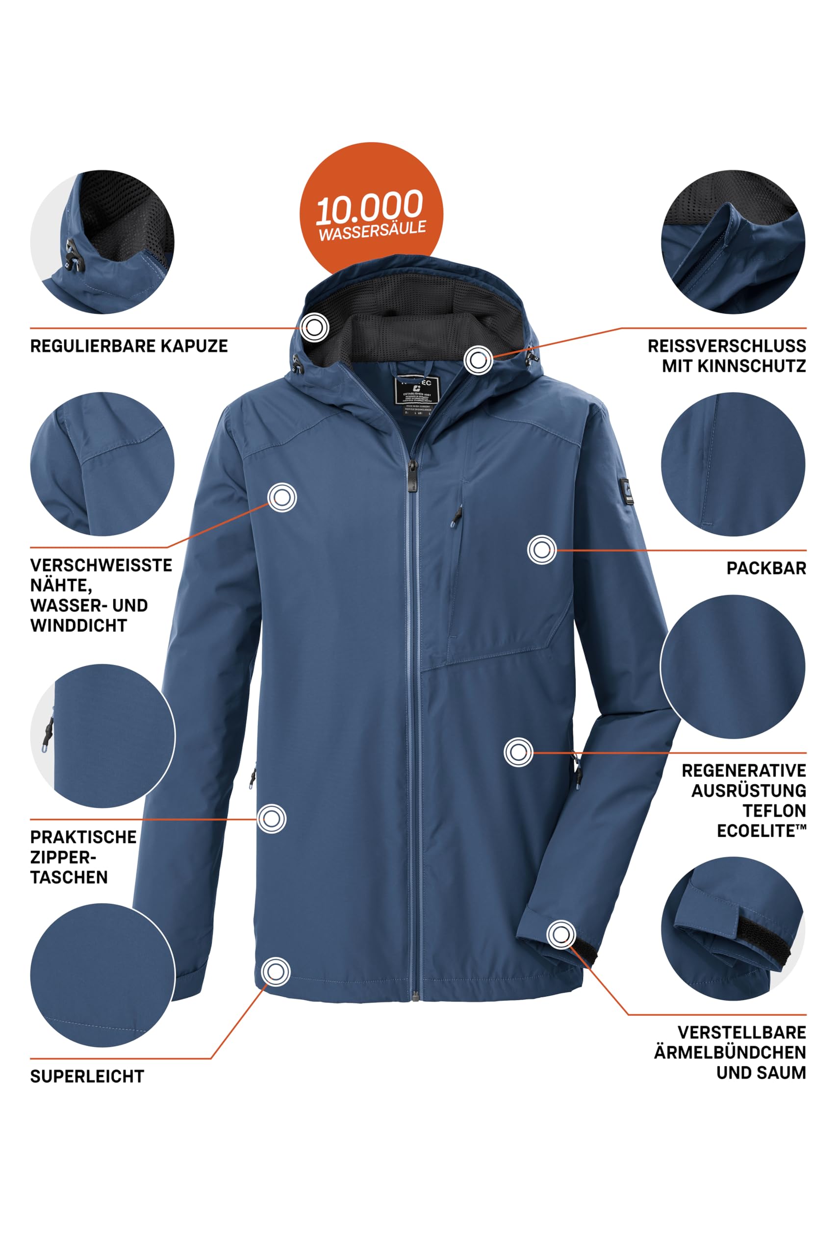 Killtec Kos 56 Mn Jckt Giacca funzionale/giacca outdoor con cappuccio, impacchettabile Uomo
