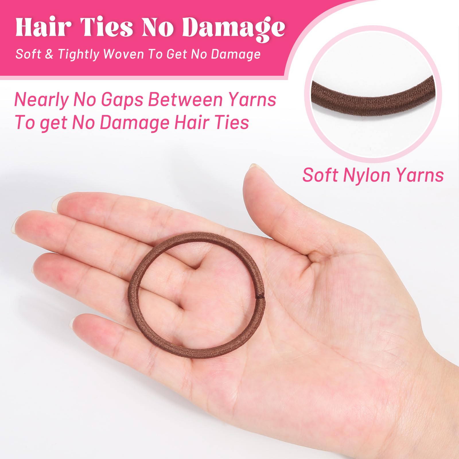 Anezus 200 Stück mehrfarbige Haargummis für dickes Haar, elastische Haargummis, große Haarbänder für Damen, Herren und Mädchen (4 mm)