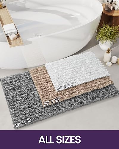Miniatura 2 de DEXI Alfombra de baño de 24 x 43 pulgadas, tapete de baño absorbente de felpilla gruesa súper suave, antideslizante, lavable a máquina, tapete de