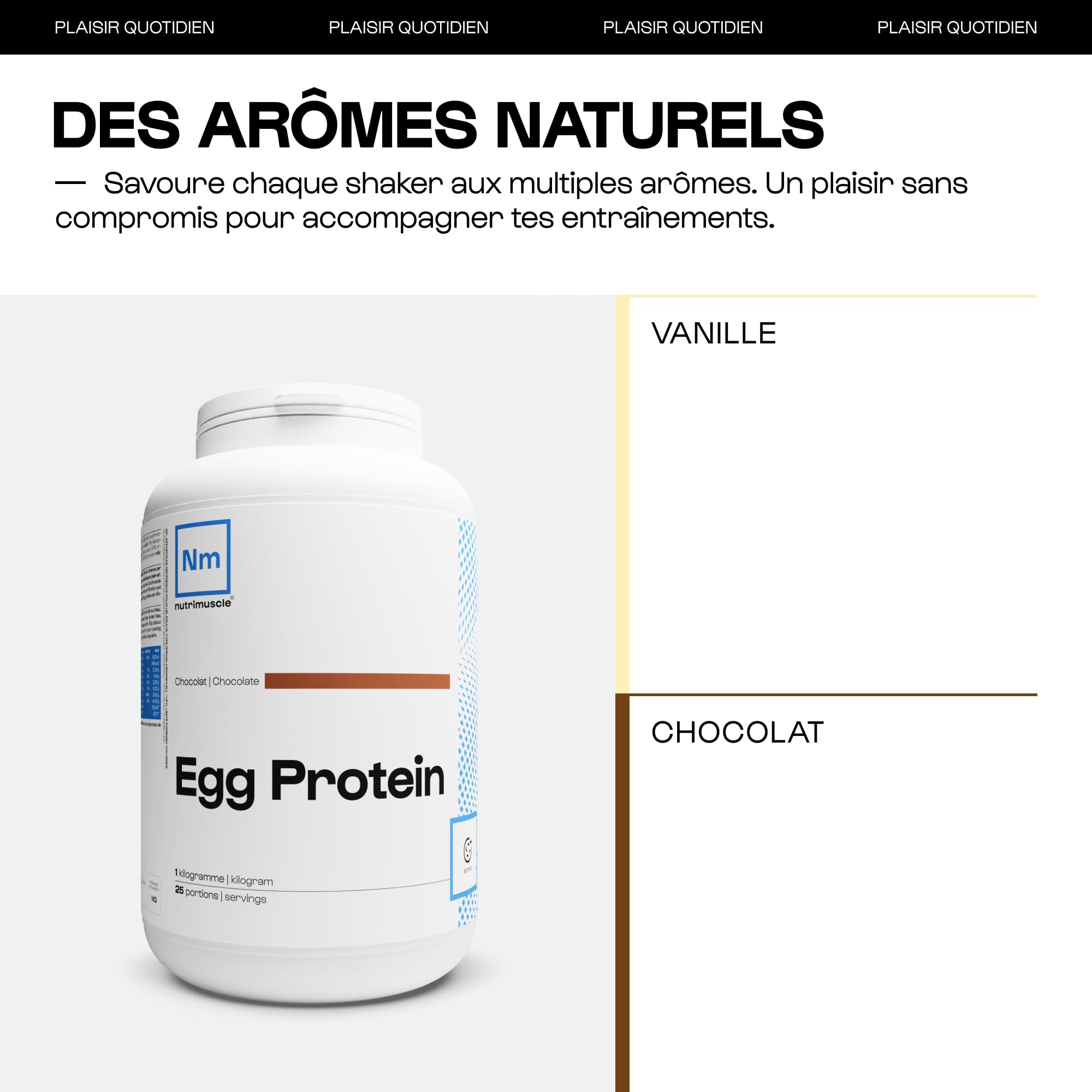 Nutrimuscle 100% proteine di uova pure | Pollo ruspante Francia - Shaker in polvere - 86% di proteine - Bodybuilding e fitness | Natura