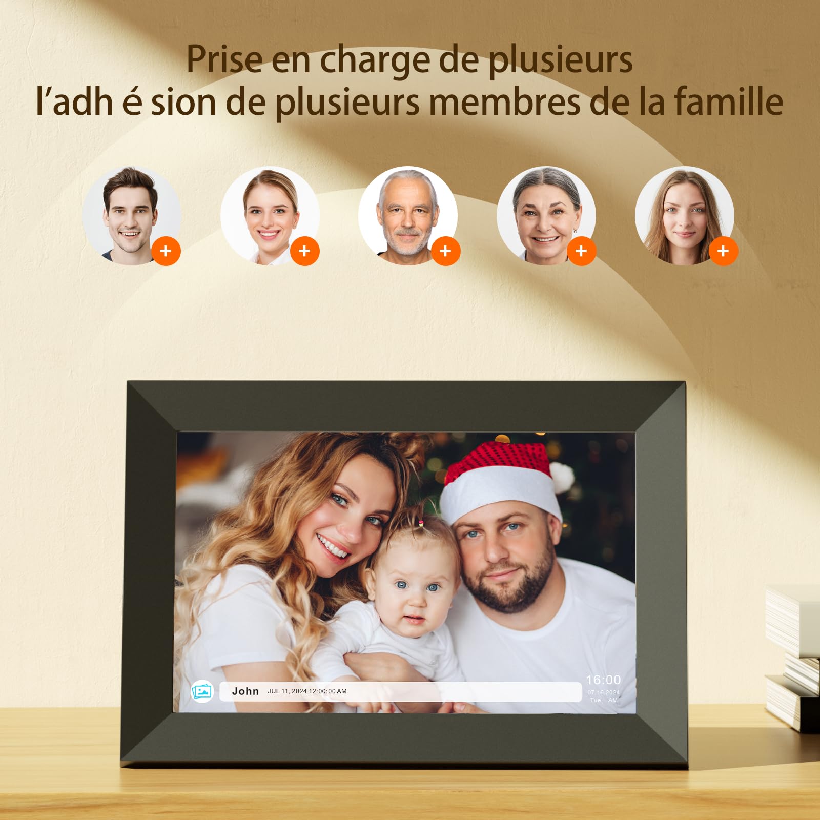 Cadre Photo Numérique WiFi 16GB, Cadres Photo Numérique 10.1 Pouces, Partagez Vos Photos sur Le Cadre Numérique Photo Via l'application Depuis n'importe où, écran Tactile 1280x800 (Black)