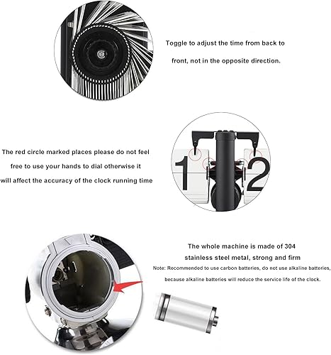Miniatura 5 de Reloj retro con tapa, reloj de escritorio con pilas, reloj de mesa abatible de 12 horas, reloj mecánico retro abatible de gran número con base de