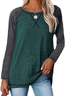 Maglietta a maniche lunghe da donna, basic, camicia sciolta, camicia alla moda, girocollo, maglietta oversized tunica per adolescenti e ragazze, casual, lunga
