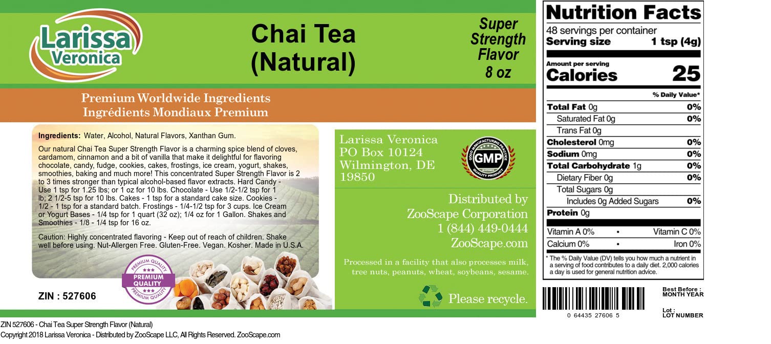 Amazon.com : Chai Tea Super Strength Flavor (Natural) (8 oz, ZIN