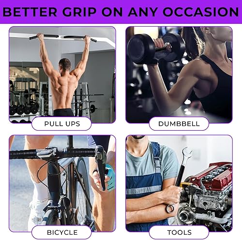 Miniatura 6 de Tapewell Cinta de agarre de silicona para barra de dominadas, envoltura de silicona para pesas, equipos deportivos y de gimnasio, cinta de agarre de