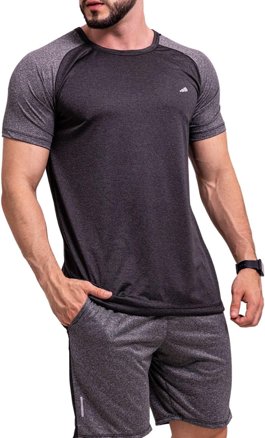 Kit 4 Camisetas Dry Fit Raglan Masculina Manga Curta Academia Gola Redonda Slim