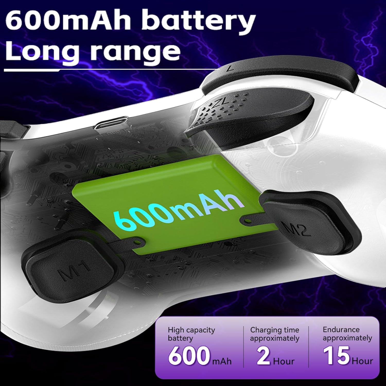 Koiiko Wireless Gaming Controller for Hall Effect Triggers Hall left & right rocker, Gamepad for ipad/iphone Android/PC/Switch/Streaming Xbox/PS3/PS4, Bluetooth, Pocket Size (White) - Image 3