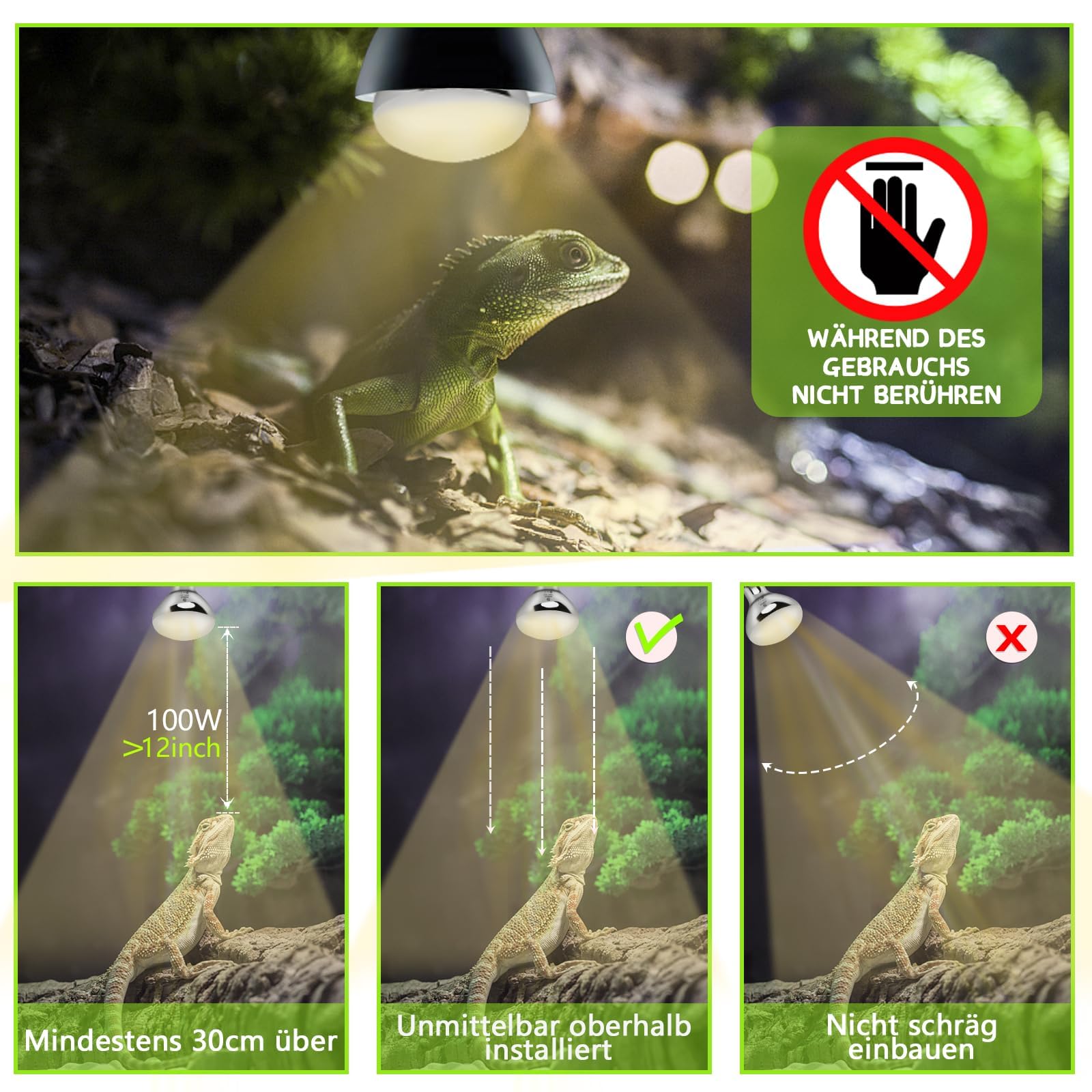UVA UVB Wärmelampe Terrarium 80W, E27 Reptilien Wärmelampe UVB Lampe, UV Lampen Terrarium für Schildkröten, Bartagamen, Schlangen, Eidechsen