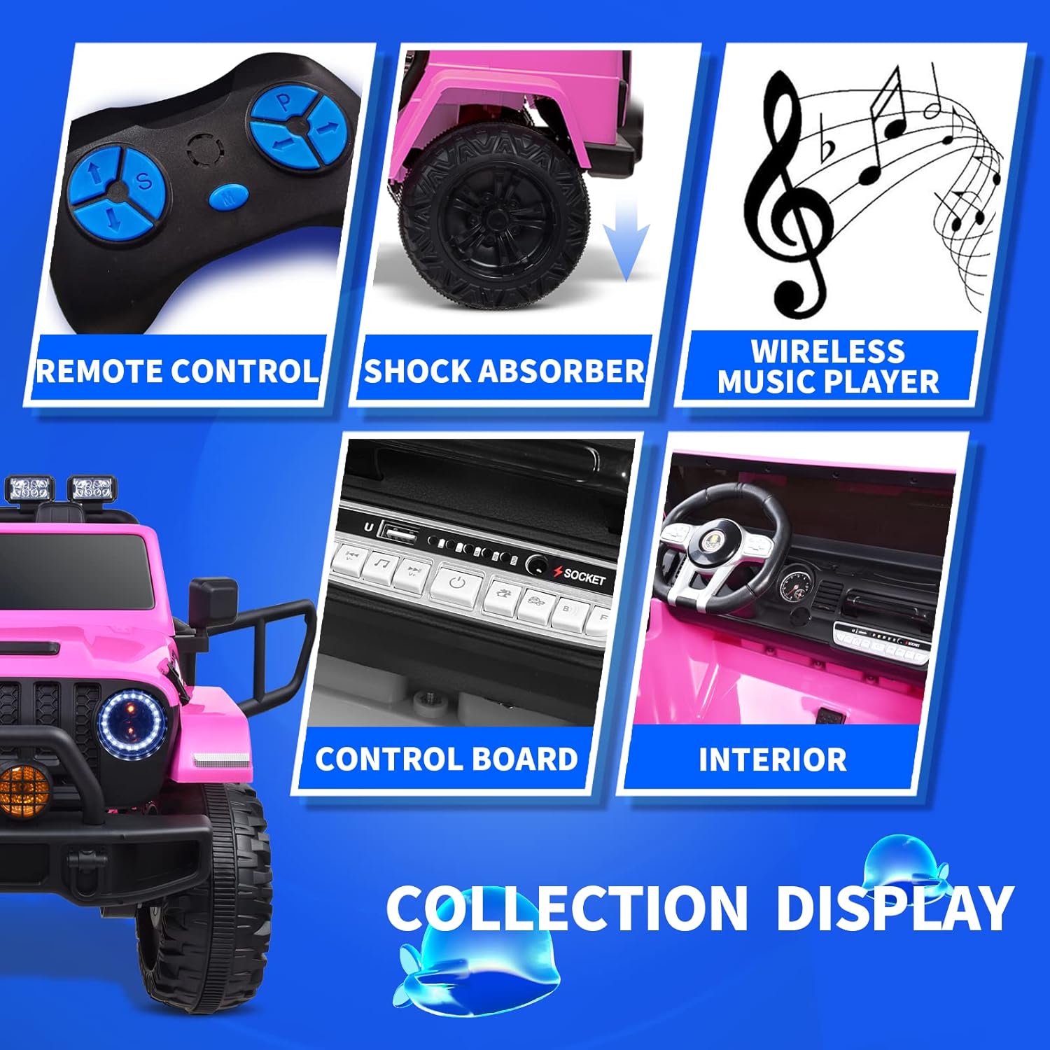 Joywhale 24V 2 Seater Kids Ride on Car Truck 4WD Battery Powered Motorized Easy-Drag Truck, with 4x45W Powerful Engine, Soft Braking, Remote Control, Suspension & Free Car Cover, 2022 New Model, Pink : Toys & Games