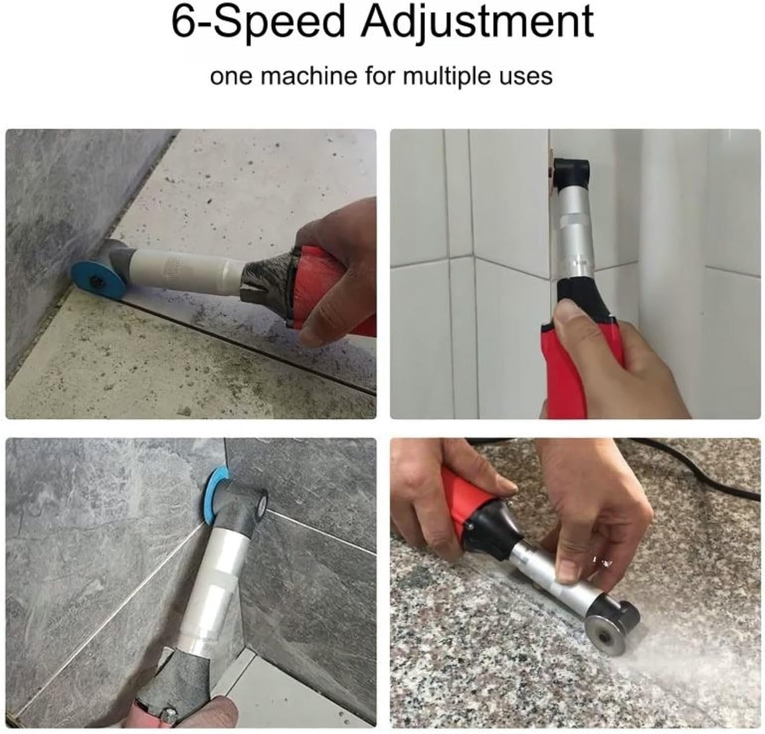 Cortador y Limpiador Multiusos de Juntas para baldosas eléctrico inalámbrico 15000 RPM Velocidad Ajustable 6 Niveles para Cocina Cuarto de baño reparación rápid, Rojo