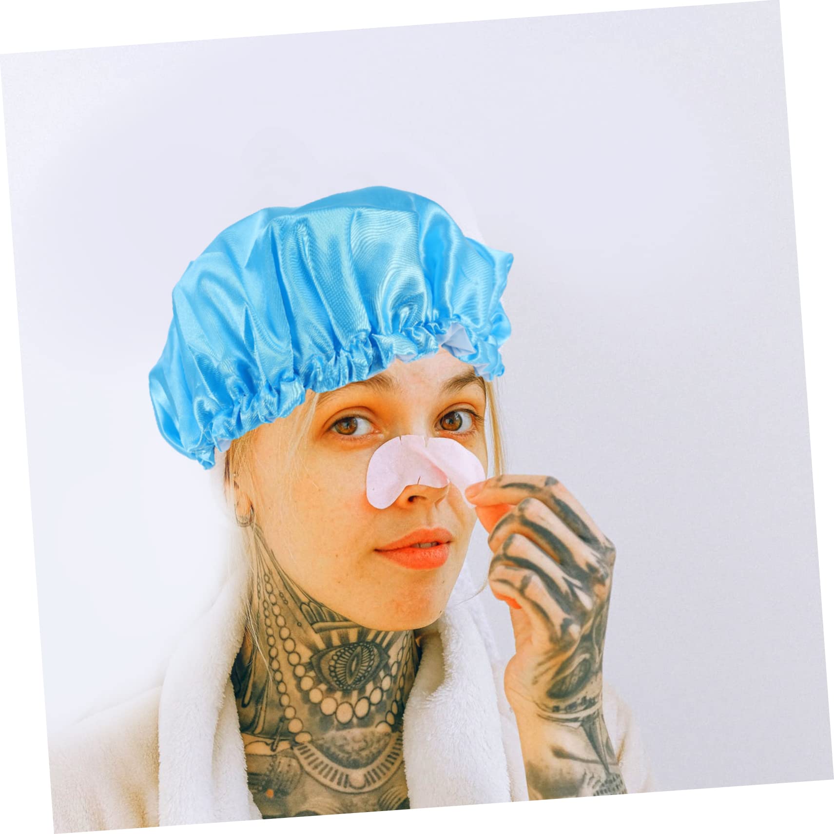 Healeved 12piezas Gorro De De Doble Para Mujeres De Morado Protección Efectiva Para Cabello Baño y Spa