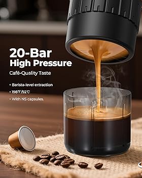 Cafetera Portatil Capsulas para Viaja: 12V Maquina Espresso Portabil con Bateria para Camión Coche - Prepara 8 Espressos con una sola Carga - Compatible con Cápsulas Nespresso - Verde -4