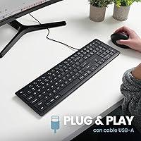 Vista 6 de Perixx PERIBOARD-210 Teclado de tamaño completo con cable, diseño Ultra Delgado y teclas silenciosas, para ordenador, portátil, PC y Escritorio