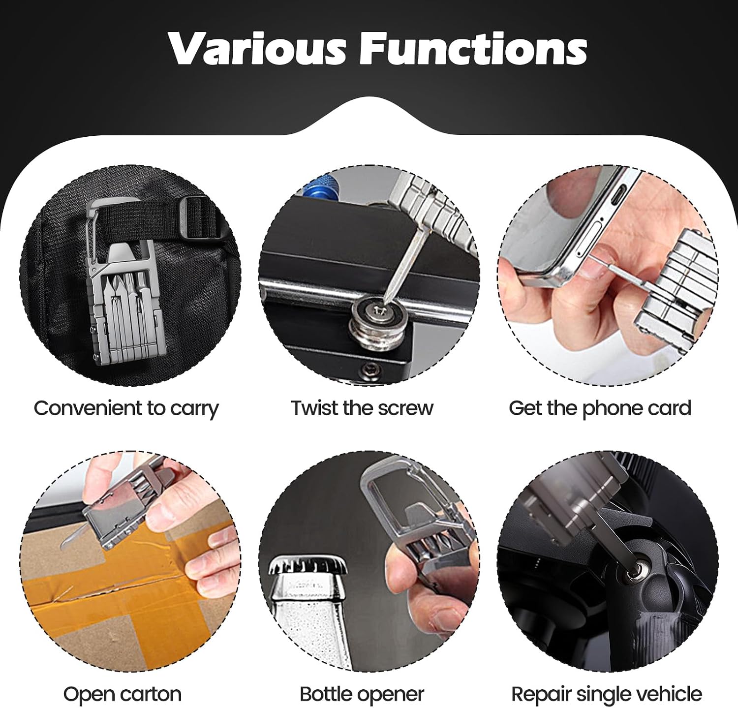 12-in-1 Mini Multitool Set, Portable Outdoor Keychain Multitool, Jawbreaker Mini Tool with 1pc Emergency Whistle, Bottle Opener, Various Screwdrivers, Phone Holder, and Carabiner (2)