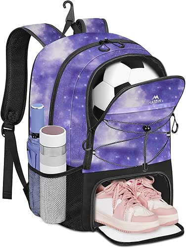 MATEIN Girls Basketball Bag, Large Basketball Backpack with Ball Holder