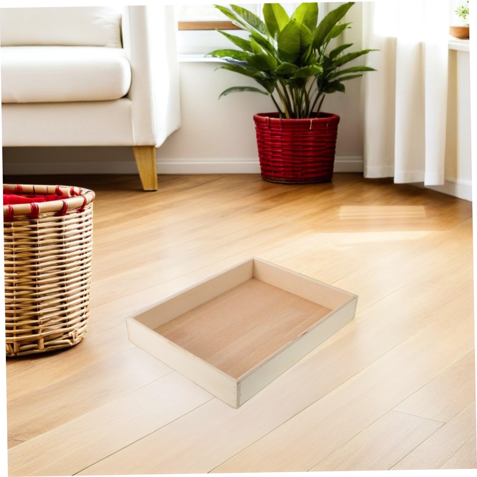 TOYANDONA Bandeja de Madera para Jardín Zen Japonesa 40x30x6 Cm, Mini Bandeja para Accesorios de Meditación y Manualidades, Contenedor de Escritorio para Bloques y Arena Decorativa