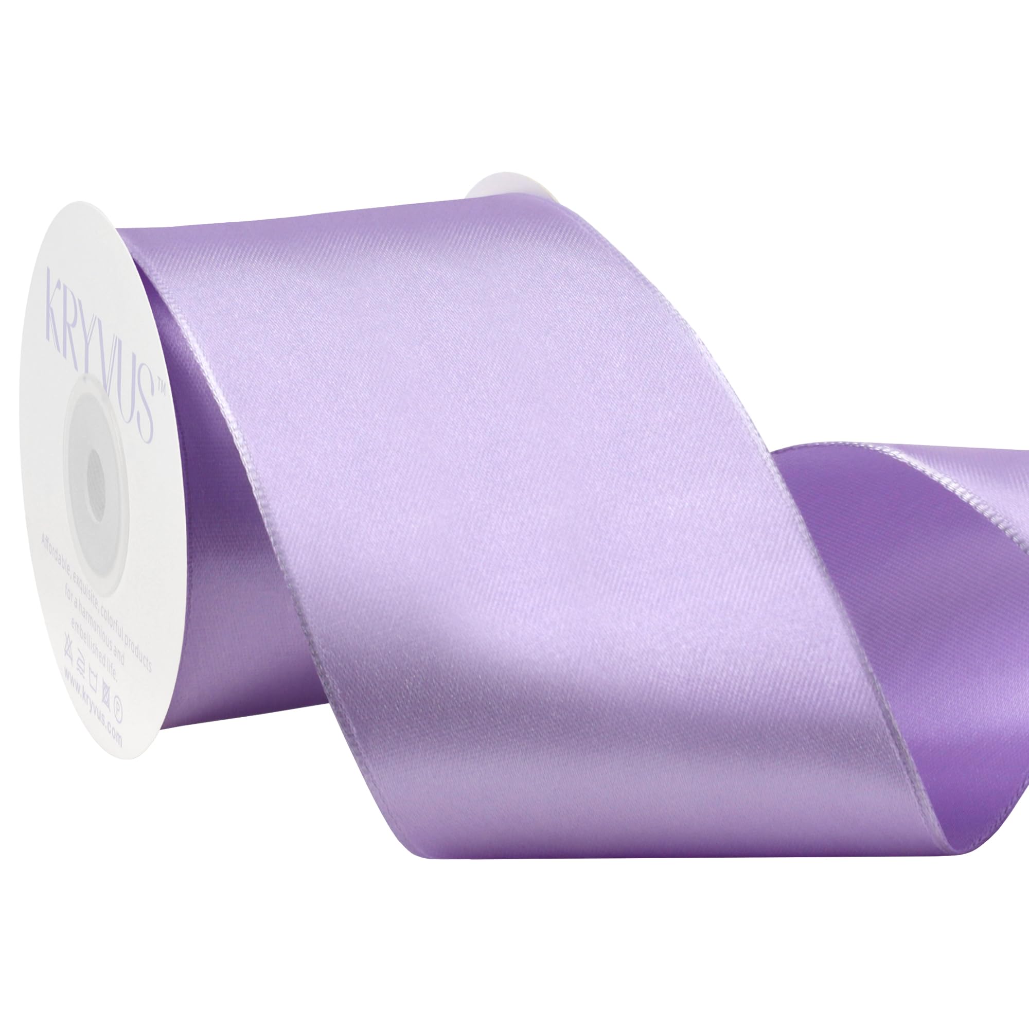 Kryvus Lavender Satin Wired Ribbon, 63mm X Continuous 9M Luxury Double Faced Satin Wire Edge Ribbon for Gift Wrapping, Wreaths, Flower Bouquet, Wedding Decorations, Home Decor