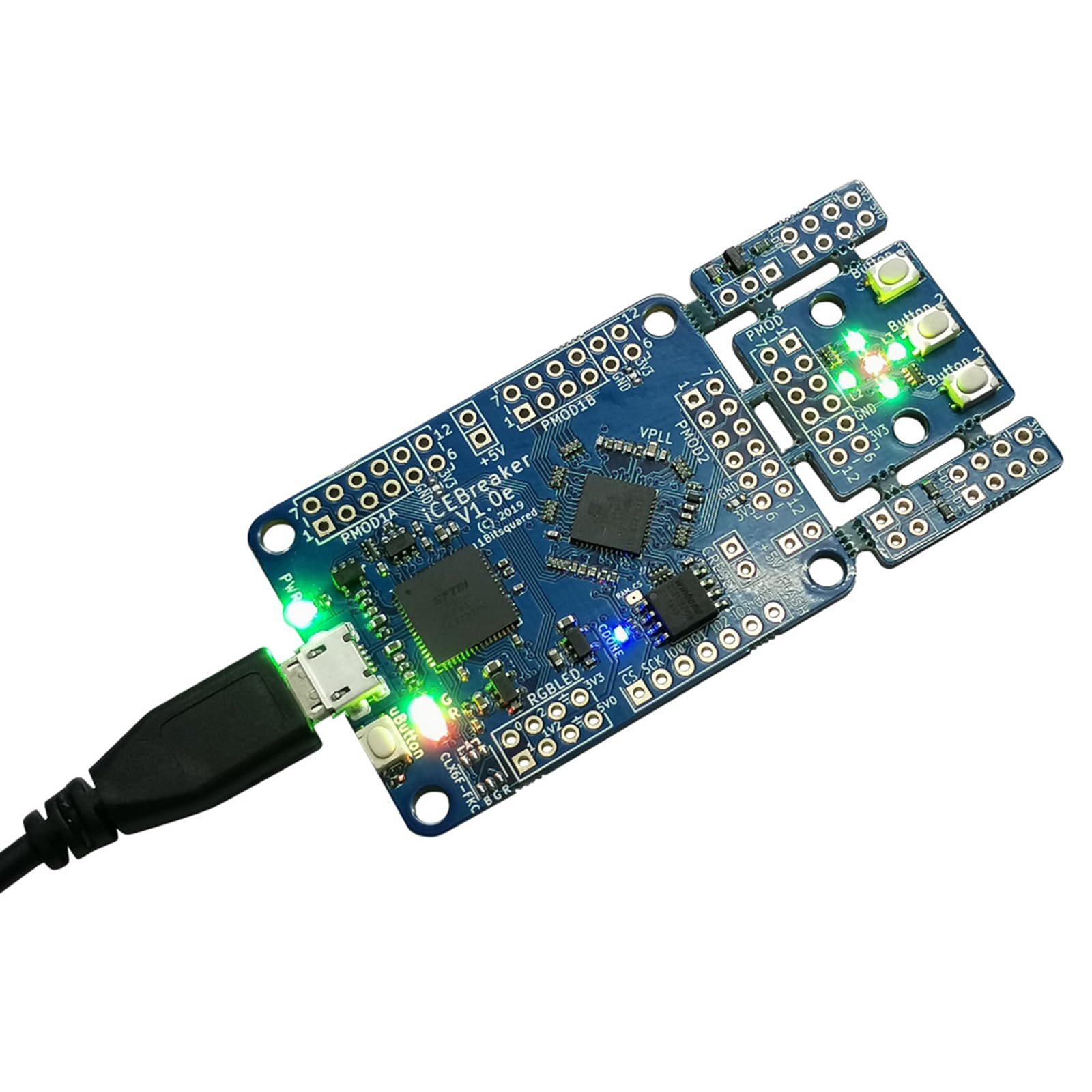 V1.0e Carte de développement FPGA ICE40 120 Kbit pour connecteurs Pmod Programmation graphique Facile à exécuter Kit de développement numérique matériel
